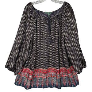 Lauren Ralph Lauren Black and Red Patterned Blouse